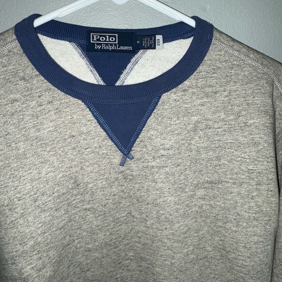 Polo by Ralph Lauren Men's Gray Sweater with Blue Trim - Picture 2 of 2